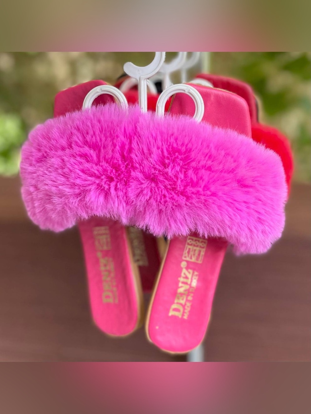 Pink Faux Fur Slide Sandals